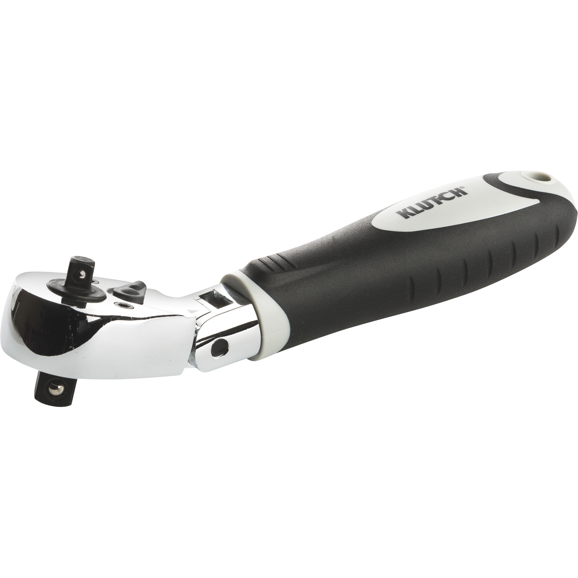Klutch 6 3/4in. Dual-Head Combo Stubby Ratchet, 1/4in. and 3/8in. Drive, Flex Head
